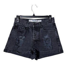 Melville Women Jean‎ Shorts Size 8 Made in Italy Distressed Festival Button Fly